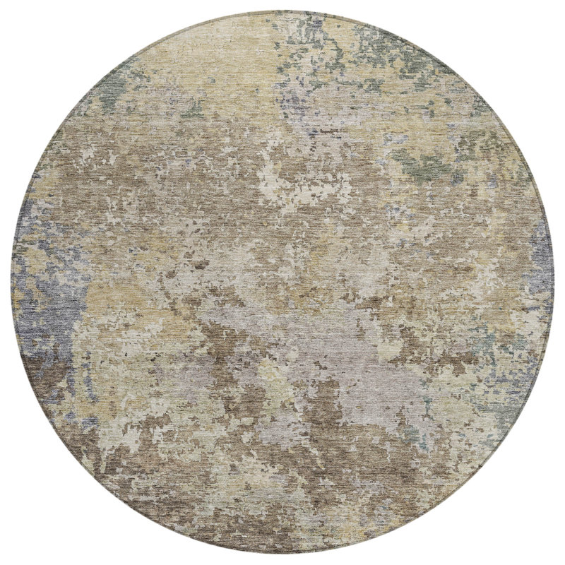 Machine Washable Indoor/Outdoor Cicel ACN1162 Beige, Round 8'