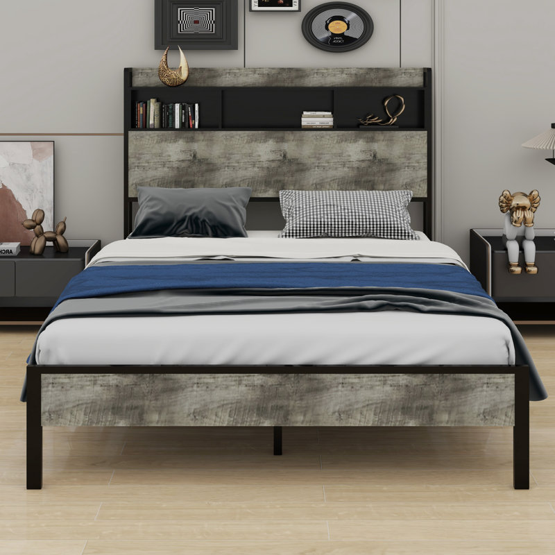 Lit plateforme avec rangement et accessoires, Double 