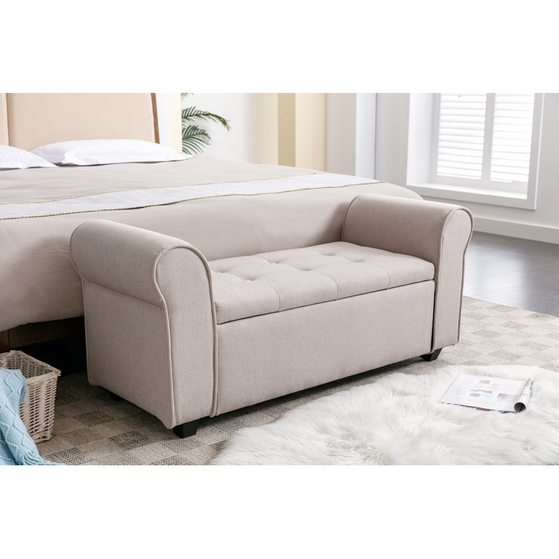 Ammarie Fabric Upholstered Storage Bench, Beige