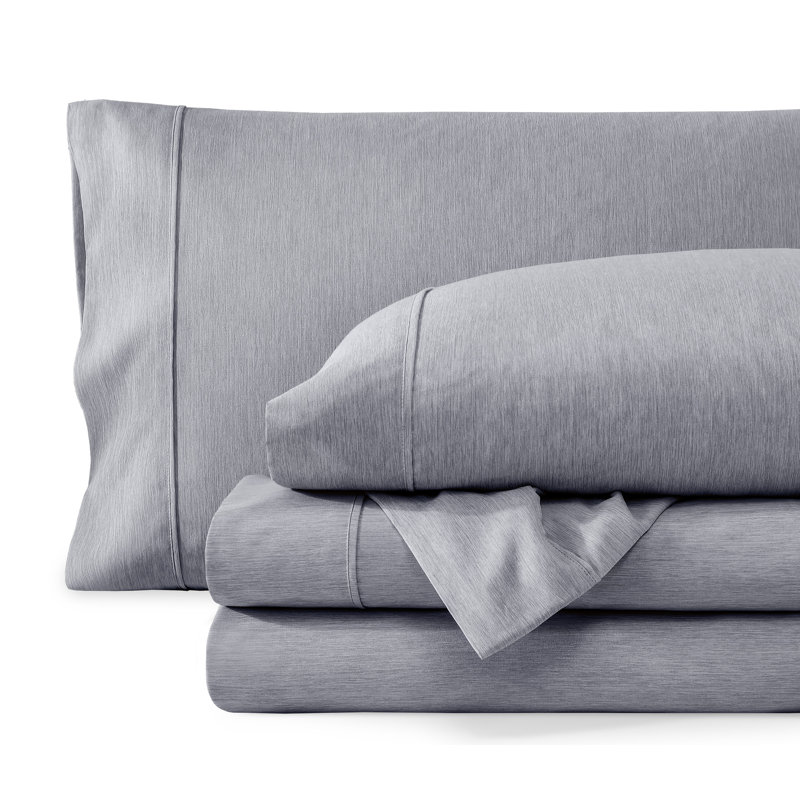 Bare Home Ultra-Soft Microfiber Sheet Set, Twin XL Sheet Set + 1 Fitted Sheet + 1 Pillowcase, Heathered Midnight Blue
