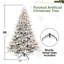 Arbre de Noël artificiel floqué pré-éclairé avec lumières incandescentes blanc chaud, pointes, pin enneigé PE + PVC avec branches à mémoire de forme partielle, support en métal pliable pour les fêtes-2113014338