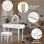 Ensemble de coiffeuse moderne 40 "avec miroir à écran tactile lumineux, coiffeuse et tabouret rembourré avec 2 grands tiroirs