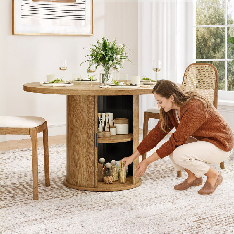 Table de salle à manger ronde 43 po pour 4 personnes, petite table de cuisine en bois avec base en métal robuste, table de salle à manger ronde moderne pour salle à manger, assemblage facile