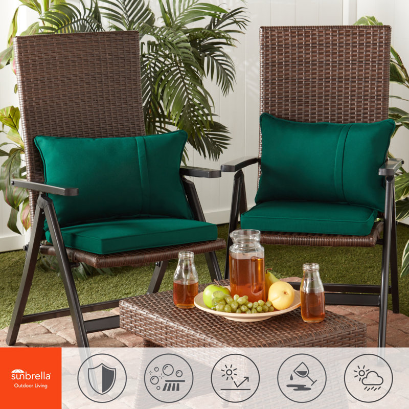 Sunbrella Outdoor Dining Chair Seat Pad, Canvas Forest