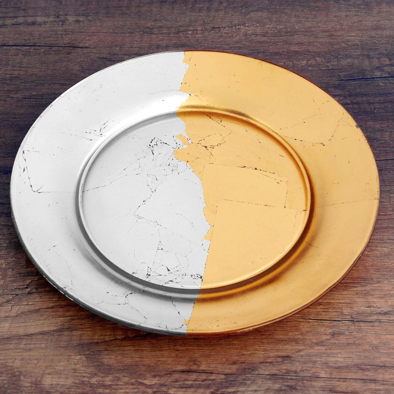 Assiette à hors-d'œuvre 7,5 po, Argenté/doré