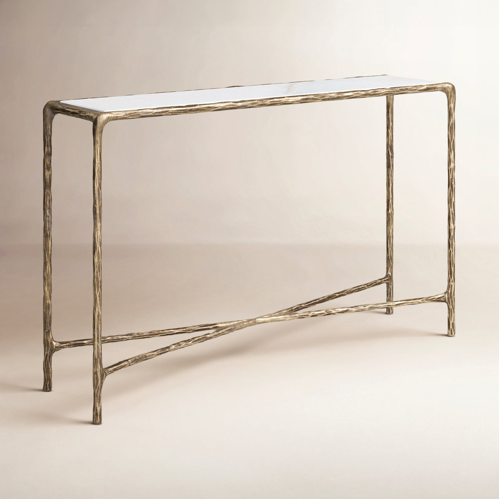 Evelynn 48'' Console Table, Brass, White Marble