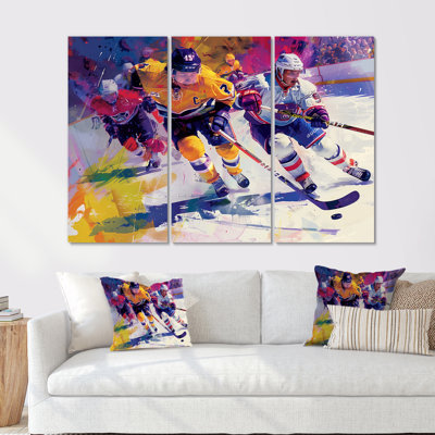 Hockey Players During Playoffs II  Sport Hockey Wall Decor Set