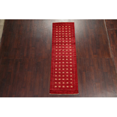 Gabbeh Kashkoli One-of-a-Kind 2'7" x 8'3" New Age Runner Wool Area Rug in Red