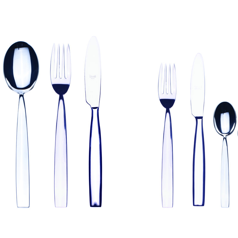 Mediterranea Flatware Set with H/H Knives - 36 Pieces - Stainless Steel, Silver