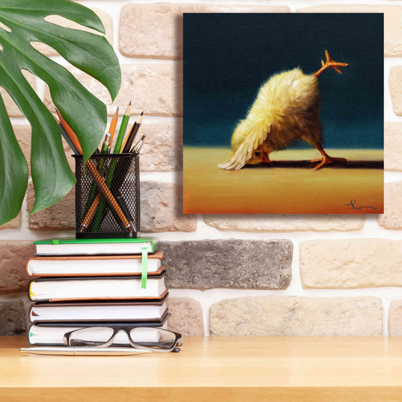«Yoga Chick Downward Dog Split» par Lucia Heffernan, reproduction sur toile tendue, H 12 po x l 12 po x P 0,75 po