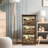 Jhavon 3 Drawer Wooden Cabinet with Wicker Storage Baskets and Brown Bear Design for Home Organization
