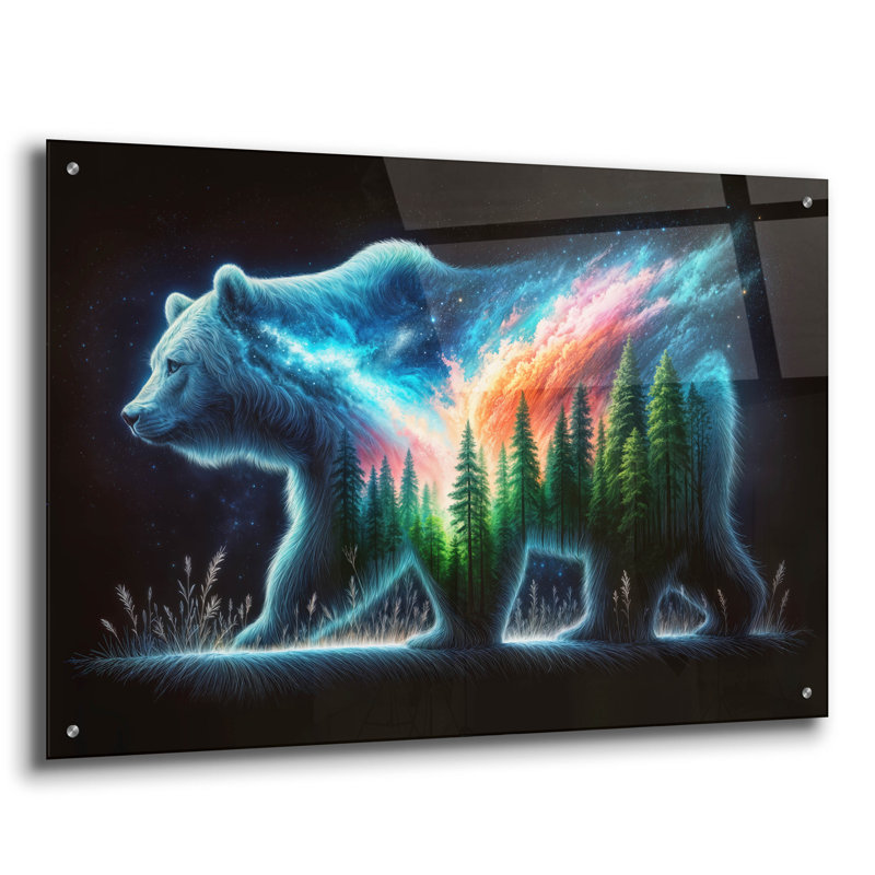 «Vibrant Bear 7» par Rey Klimt, art mural en verre acrylique, H 24 po x l 36 po x P 0,2 po