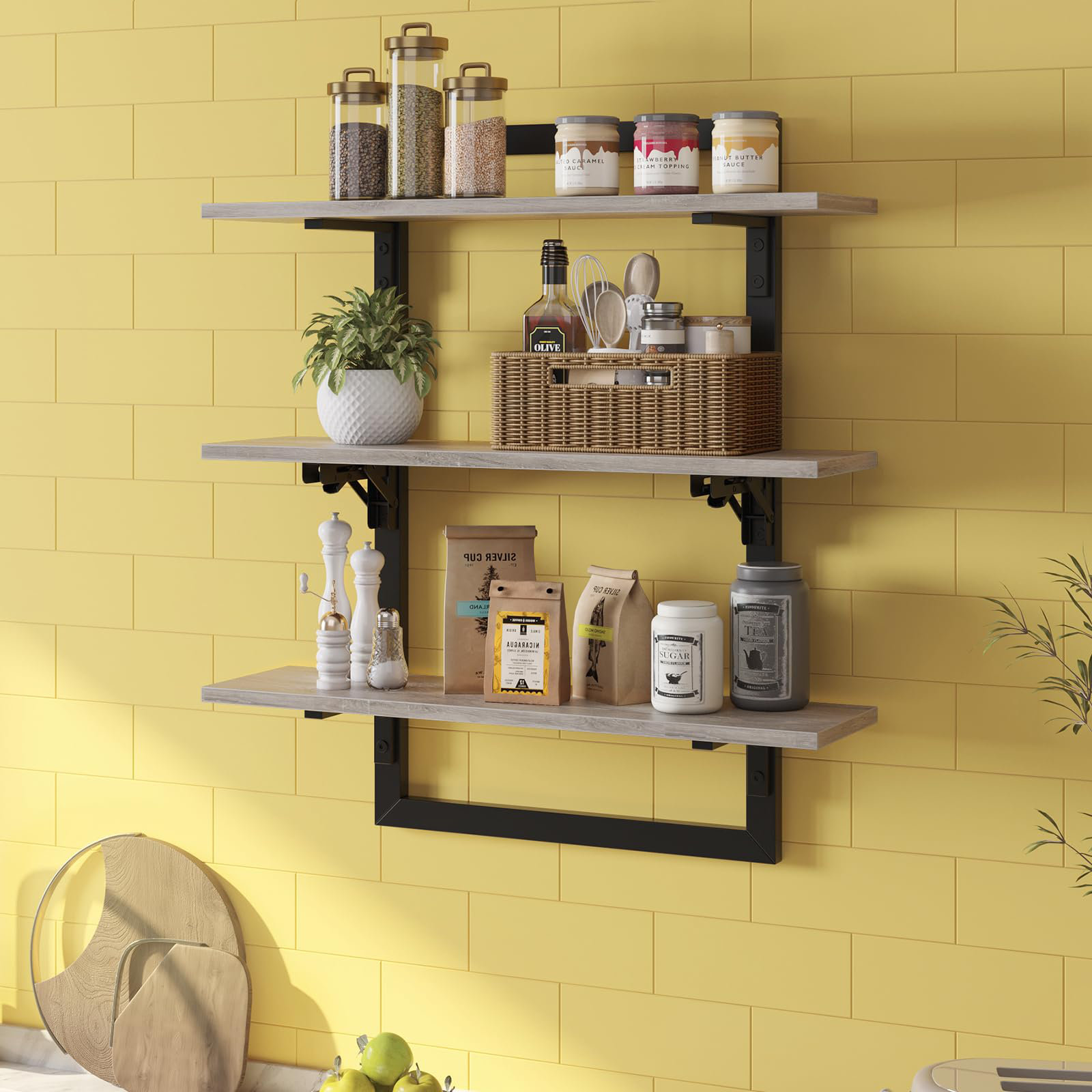 Borough Wharf Floating Shelves For Wall, 24 Inch Kitchen Shelves Wall ...