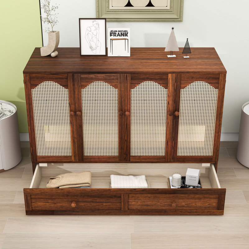 Grand lit escamotable en bois avec tiroir de rangement et ports USB, Noyer