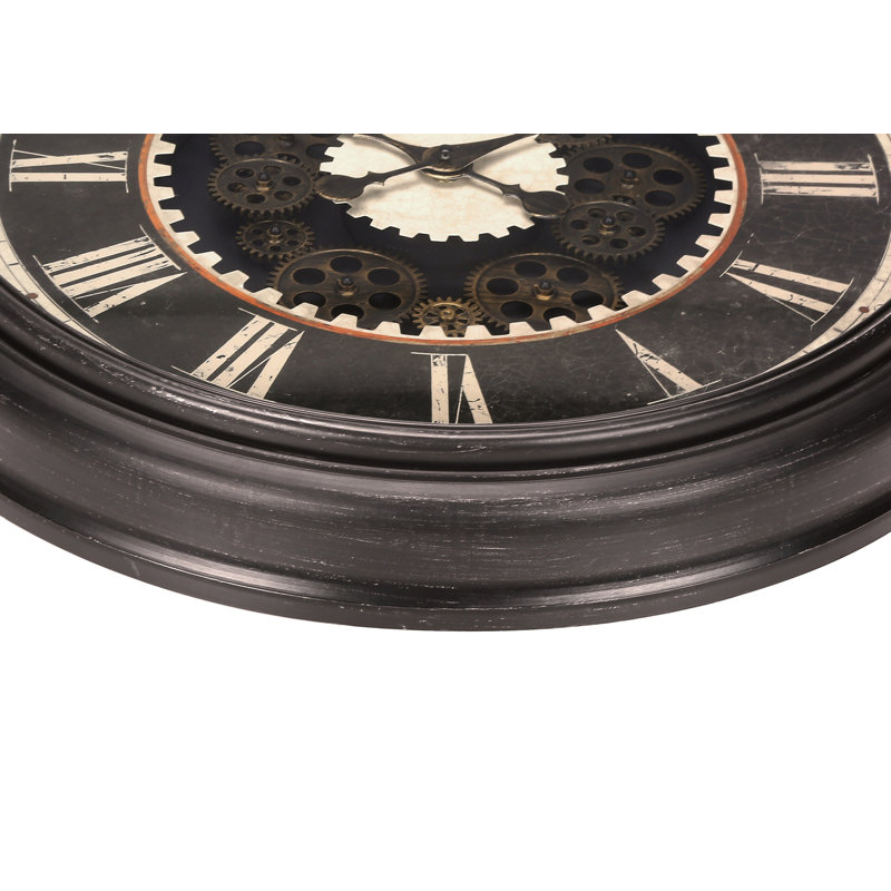 Horloge, 23 po, mécanisme d'engrenage, horloge murale, brun, transitionnel