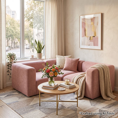Boucle Modular L-Shaped Sectional Sofa with Deep Seating for Small Spaces