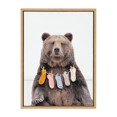 Lost Socks Bear by Amy Peterson Framed Canvas Wall Art Print