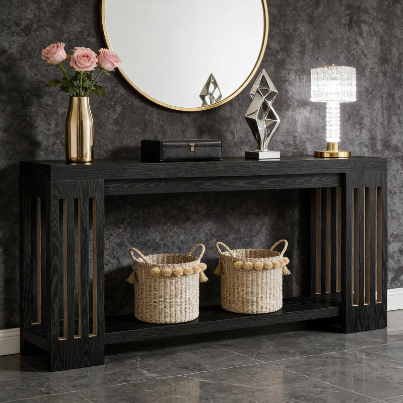 Console, table d'appoint à 2 niveaux, canapé