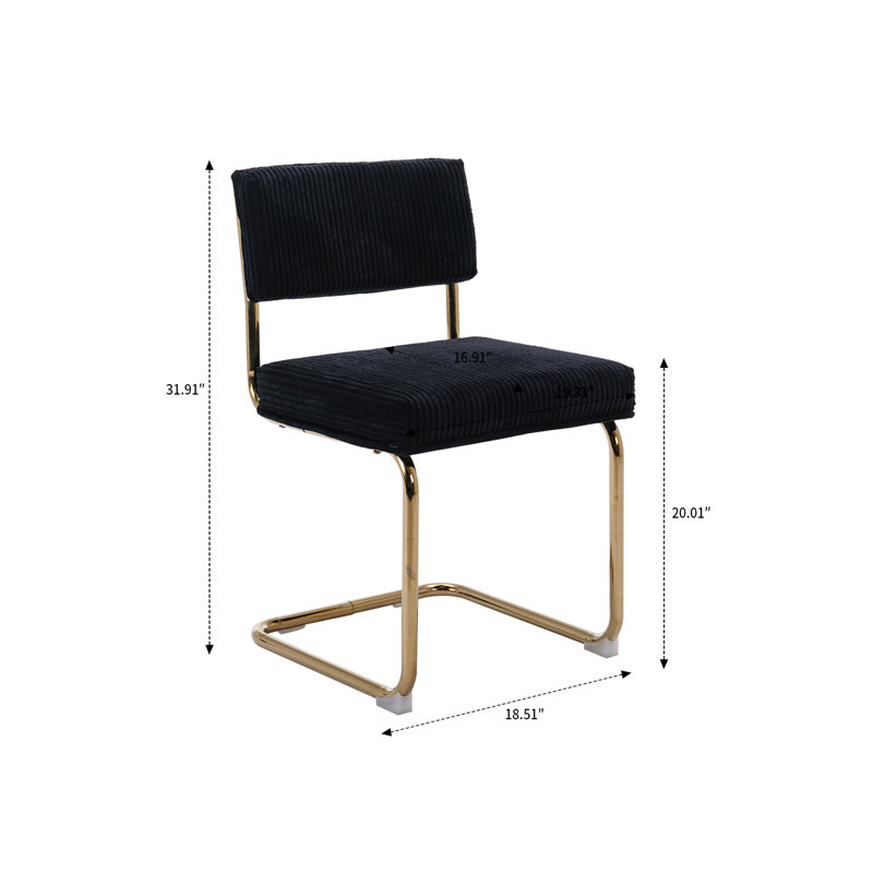 Chaise parsons en métal Ralpha, Velours côtelé noir