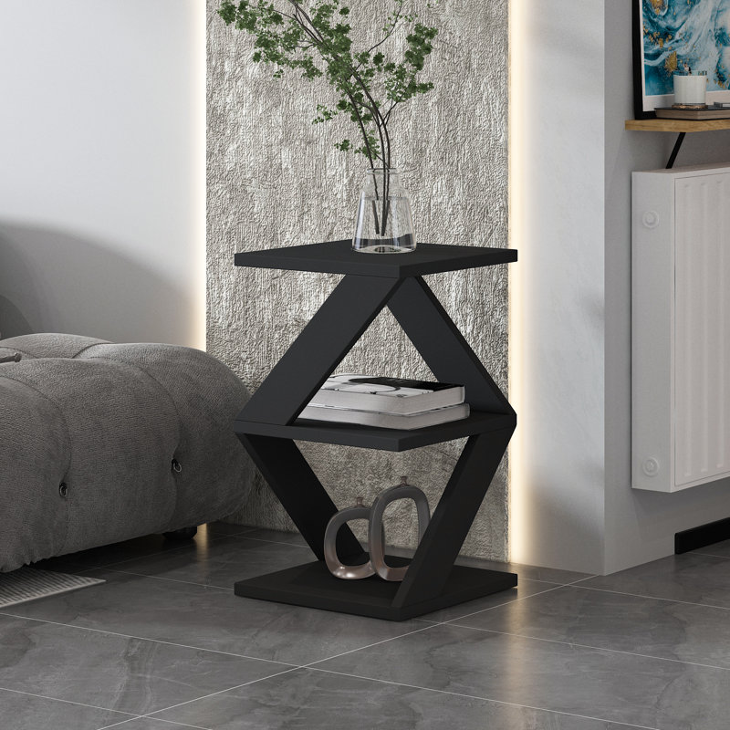 Cambri Cross Legs End Table, Grey/Brown/Blue