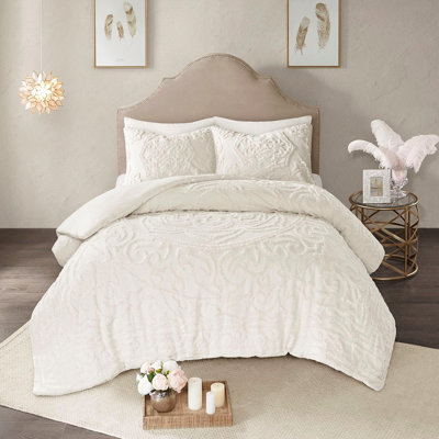 100% Pure Cotton Chenille Medallion Duvet Cover , Full/Queen, In A Serene Color For Tranquil And Luxurious Bedroom