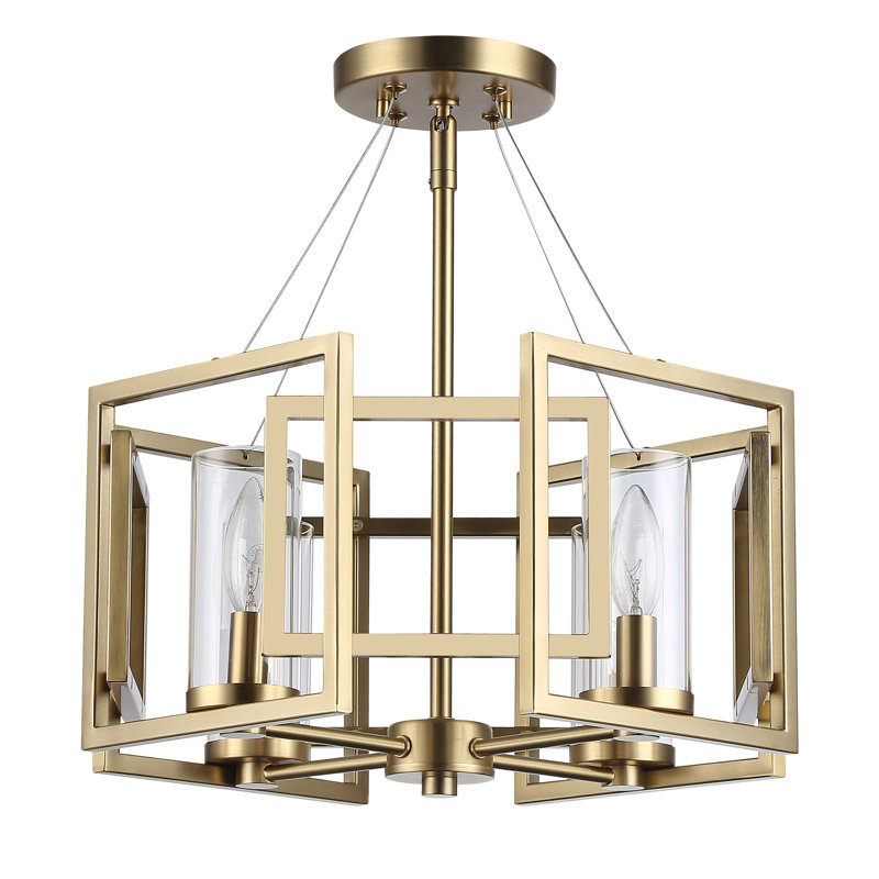 Marco 4-Light Semi-Flush in Brushed Champagne Bronze with Clear Glass