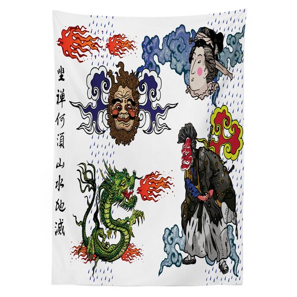 East Urban Home Ambesonne Dragon Tablecloth, Japanese Manga Dragon With ...