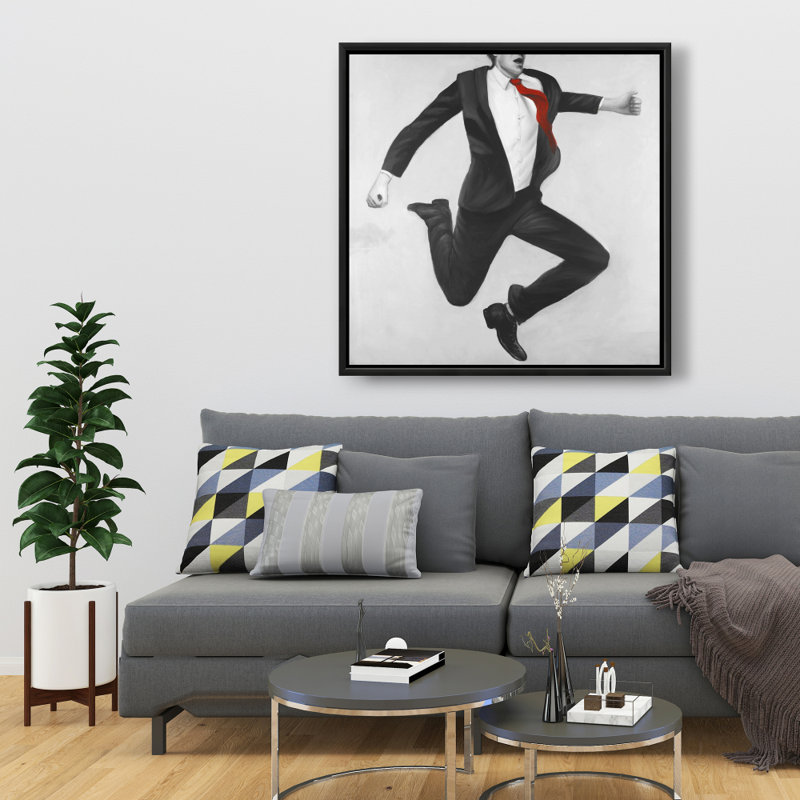 «Happy Classic Man» - Toile encadrée rouge pour la décoration intérieure