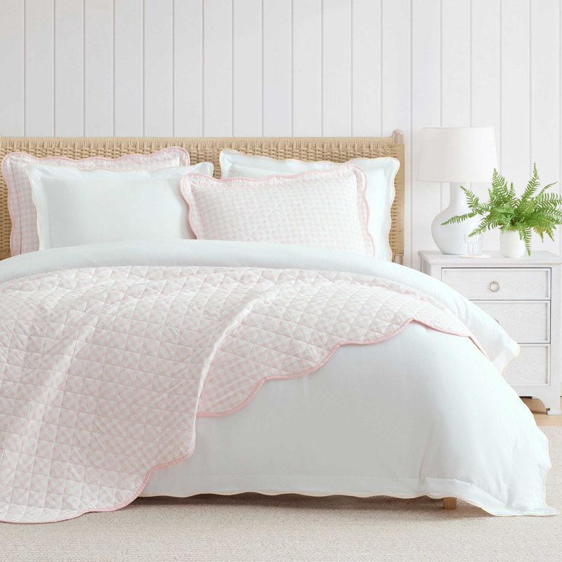 Ensemble de courtepointe réversible en coton Martha Vichy Martha Stewart Olivia, Rose
