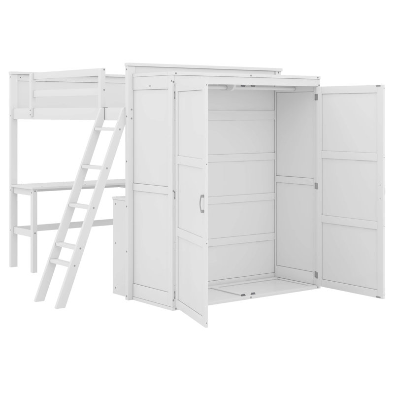 Lit mezzanine pour enfants Jannifer, Complète, Blanc