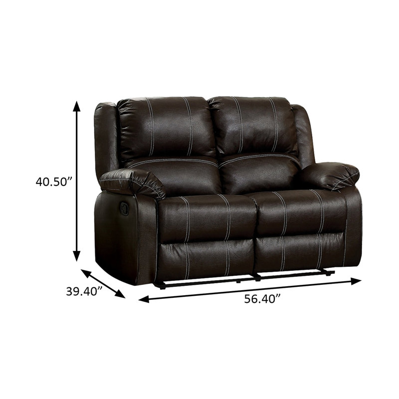 Causeuse l 56,4 po, Similicuir brun