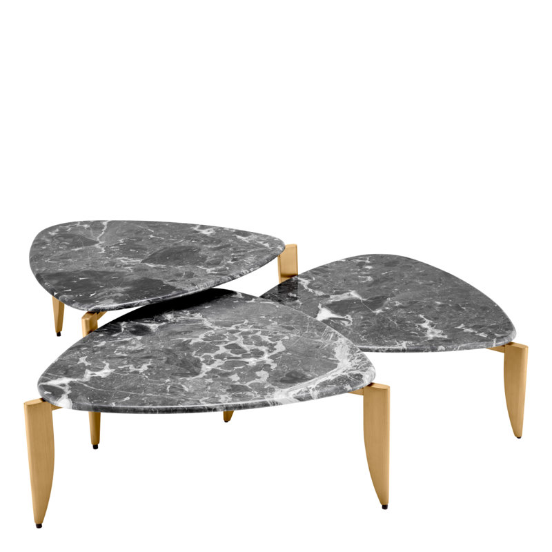Coffee Table Reggioni Brushed Brass Finish Set Of 3 - 3 Frames