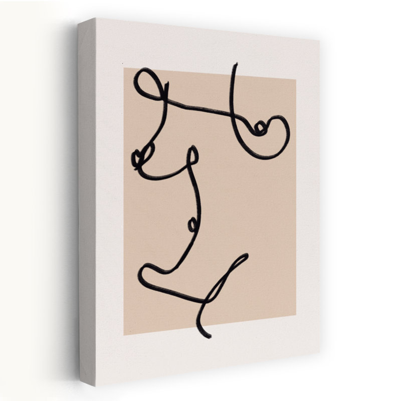 Impression d'art mural minimaliste, moderne et abstrait représentant un visage aux lignes épurées, H 24 po x l 16 po