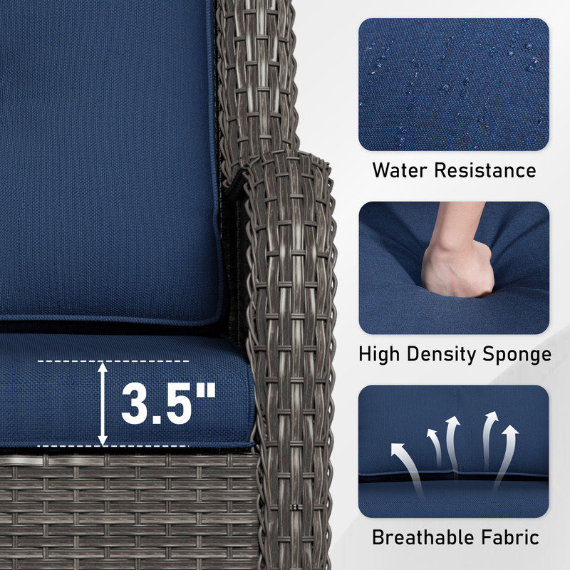 2 - Person Outdoor Conversation Sets with Cushions, Blue