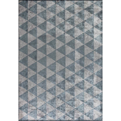 Tapis argenté / bleu de luxe Iginio