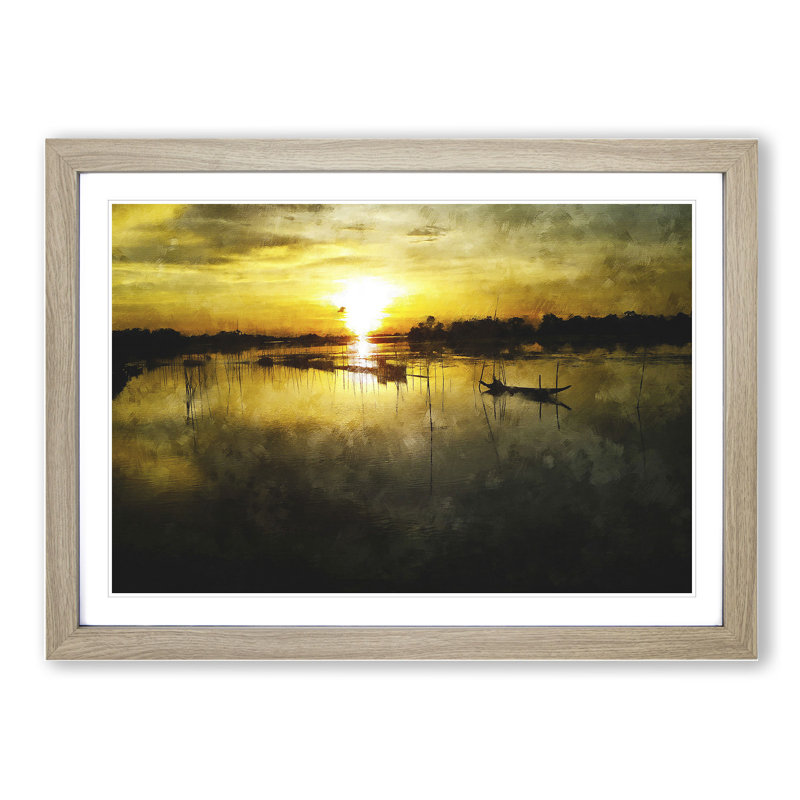 Fishing Boats in Bangladesh - Framed Print, 27cm H x 36cm W x 2cm D, Oak Framed