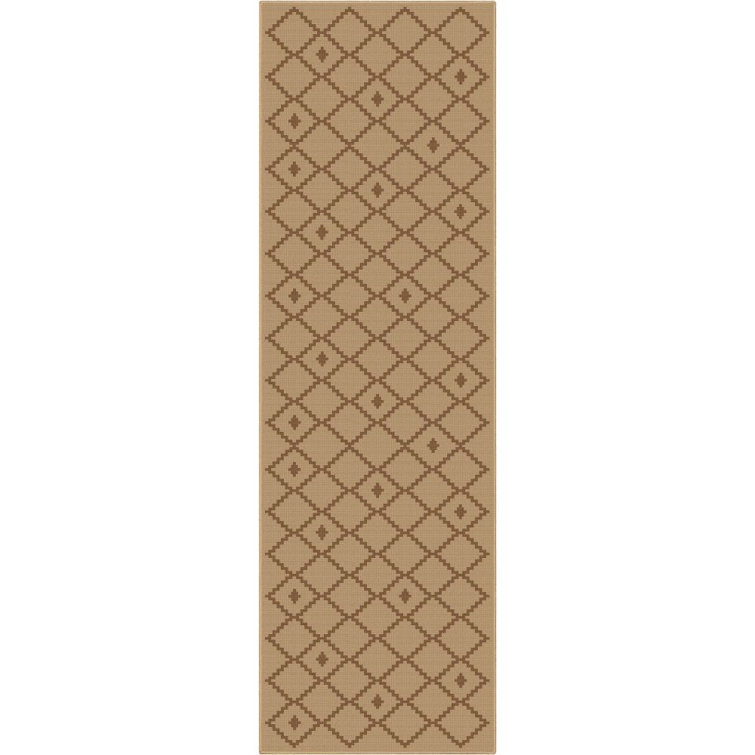 Faux-Jute Akita Moroccan Lattice Flat-Weave Beige Area Rug