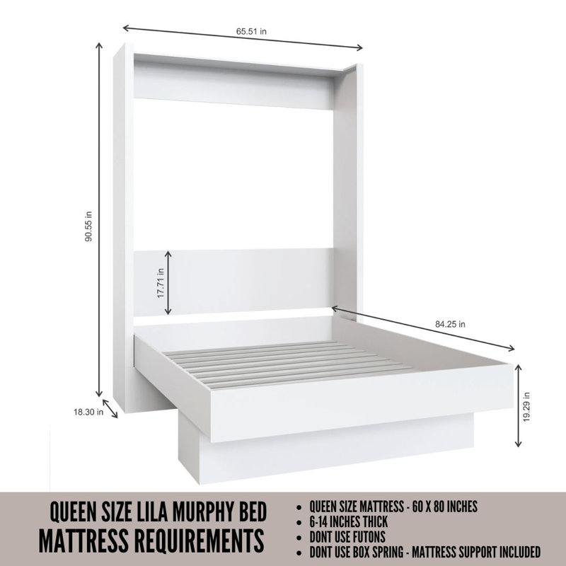 Dekari Storage Murphy Bed, Brown, Queen