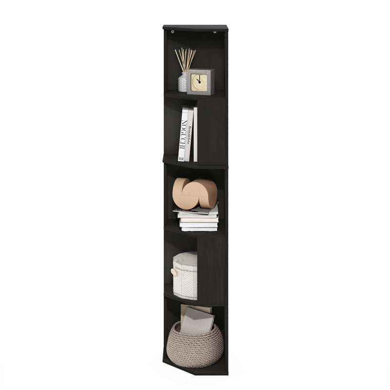 Sharee 5-Tier Freestanding Corner Shelf Bookcase, Bookshelf,, Espresso