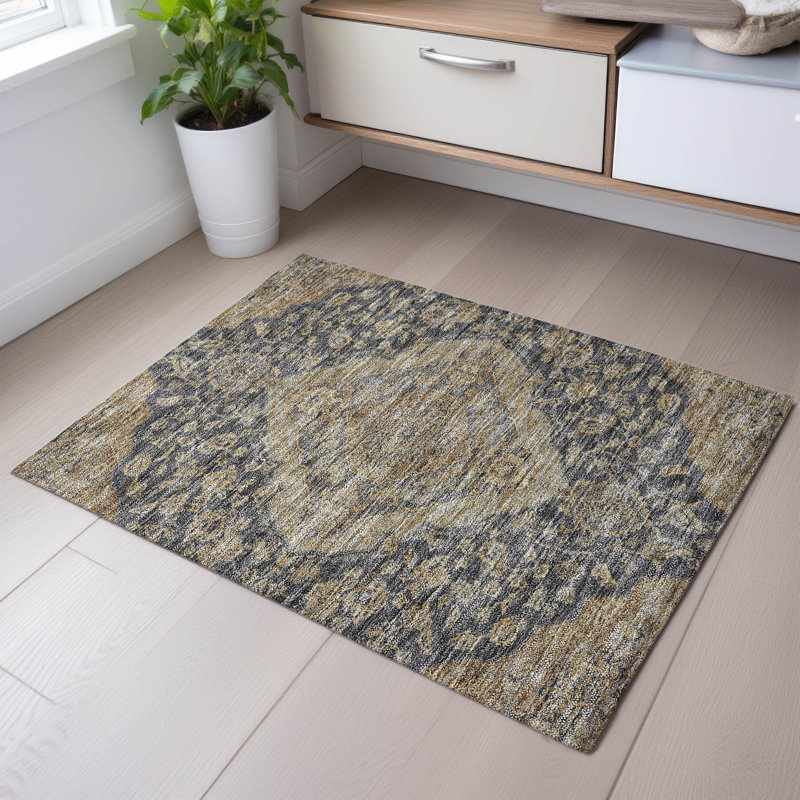 Premium Machine Washable Gurubaksh AMF1151 Global Rug, Rectangle 1'8" x 2'6"