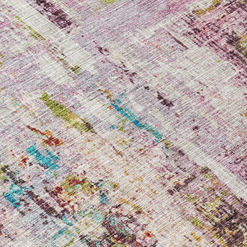 Lavender Abstract Synthetic Washable 3' x 5' Area Rug
