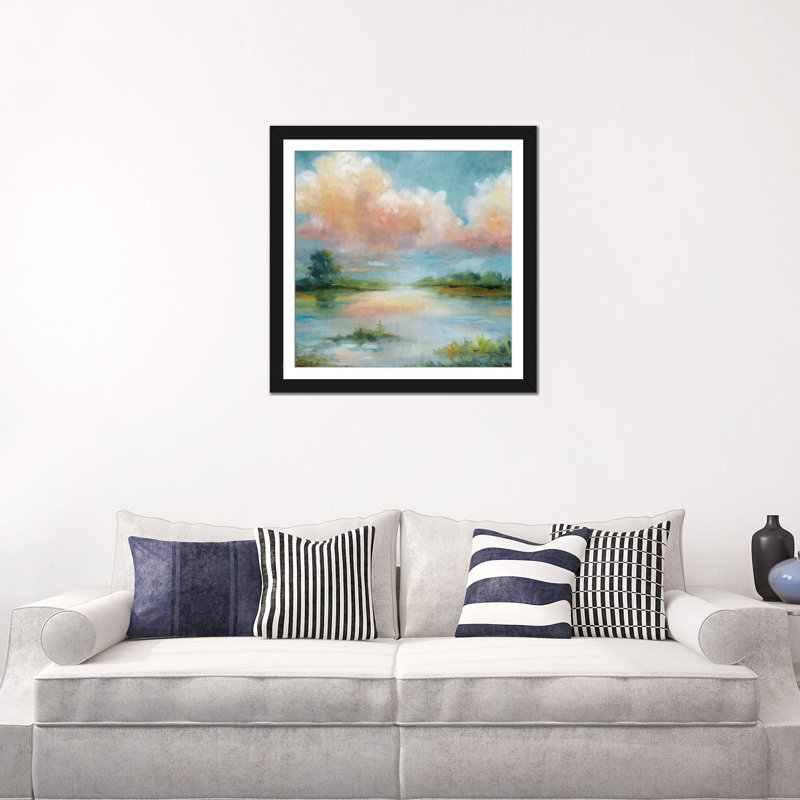 « quiet spring », reproduction d’art sur toile tendue, H 24 po x l 24 po x P 1 po, Papier d'art encadré noir, Blanc