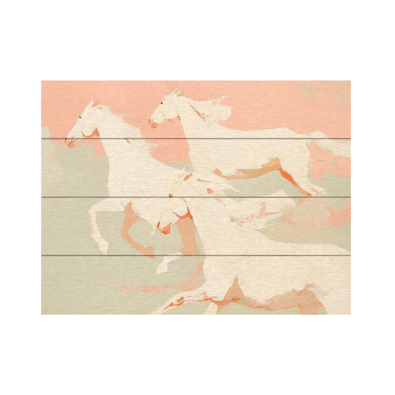 Treechild Wild Horses No 1 Wood Slat Art, H 12 po x l 16 po
