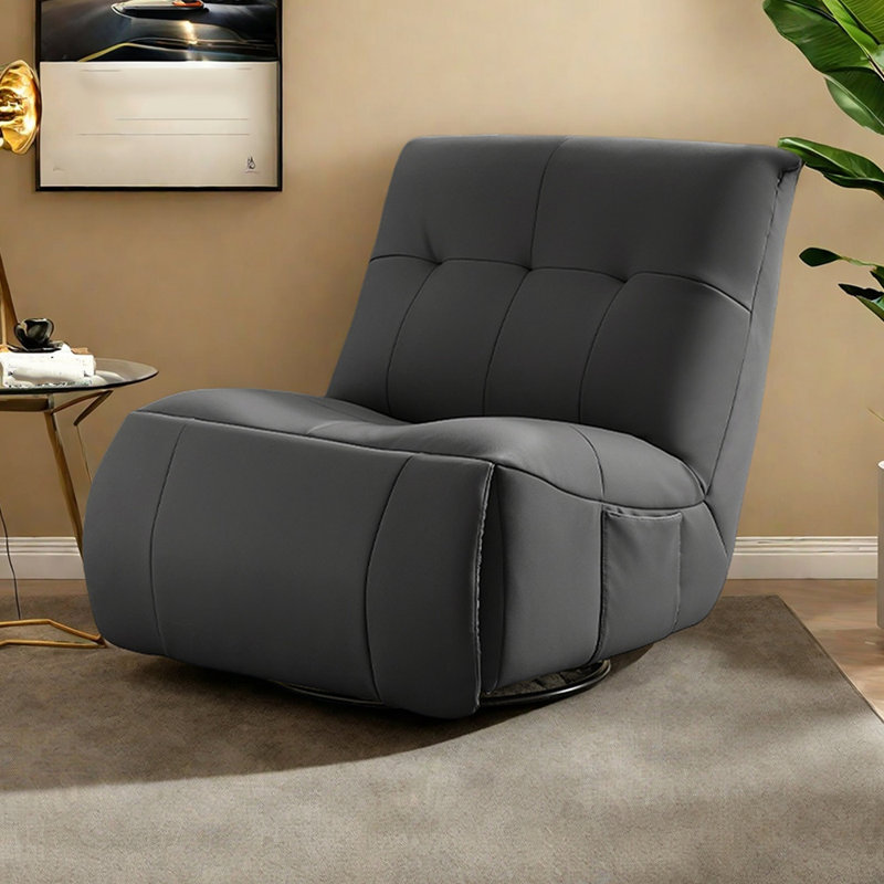 Artificial Leather 360° Rotation Function Recliner, Gray