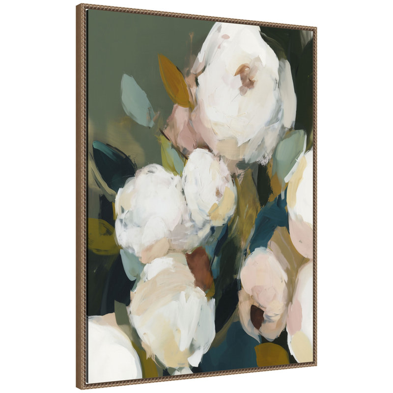 «Sepia Florals V» par Amy Lighthall, reproduction d'art sur toile encadrée, H 38 po x l 28 po, Or foncé