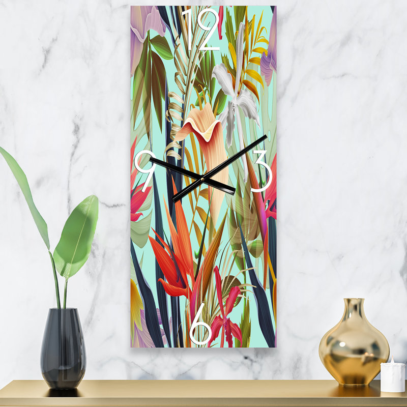 Horloge murale fleurs tropicales rétro II, Petit