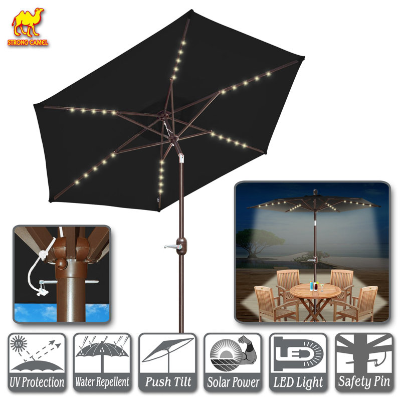 Parasol à DEL incliné pour l'extérieur, Noir