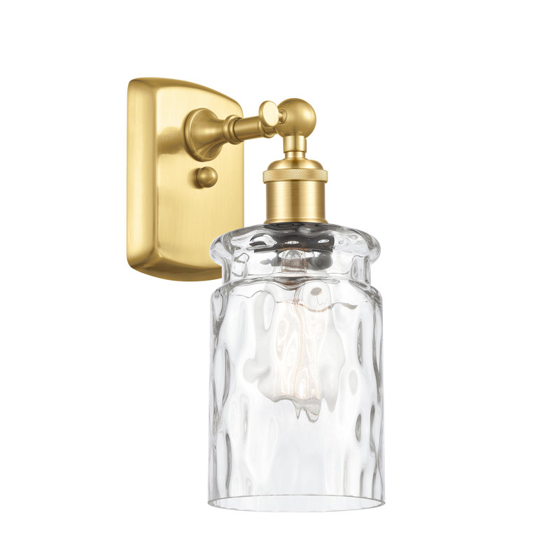 Barner Armed Sconce, Clear, Satin Gold, 6 Watt Vinage LED Bulb
