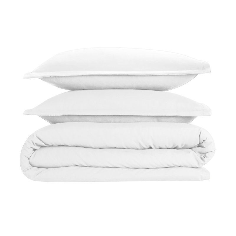 Kamiaya Plain Microfibre 200TC Reversible Duvet Cover Set, Double Duvet Cover + 2 Pillowcases, White