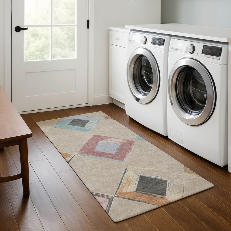 Premium Machine Washable Ariel Geometric Rug, Runner 2'3" x 7'6"